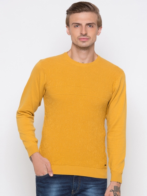 

Globus Men Yellow Self Design Round Neck Sweatshirt