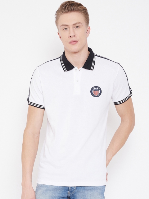 

Octave Men White Solid Polo Collar T-shirt