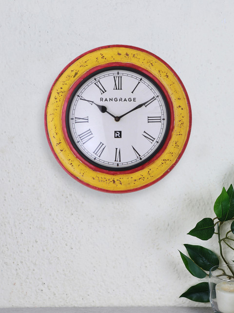 

RANGRAGE White & Yellow Round Textured 30.48 cm Analogue Wall Clock