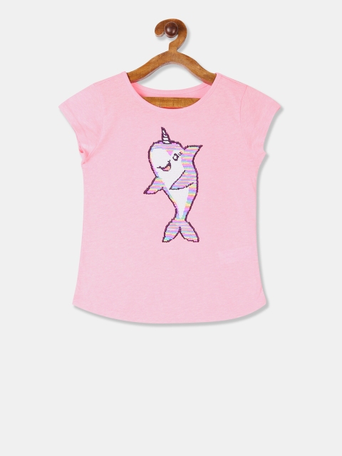 

The Childrens Place Girls Pink Solid Round Neck T-shirt