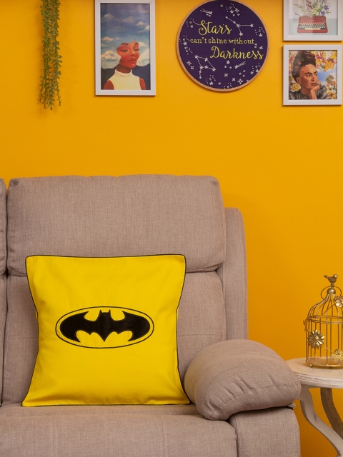 BandBox Yellow & Black Single Batman Square Cushion Cover