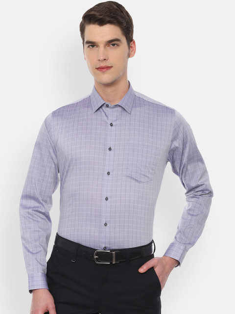 

Van Heusen Men Blue & Purple Slim Fit Checked Formal Shirt