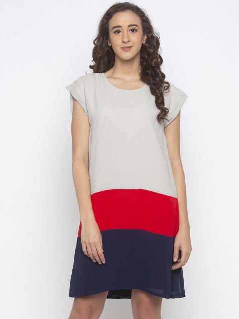 

Iti Women Grey & Red Colourblocked T-shirt Dress