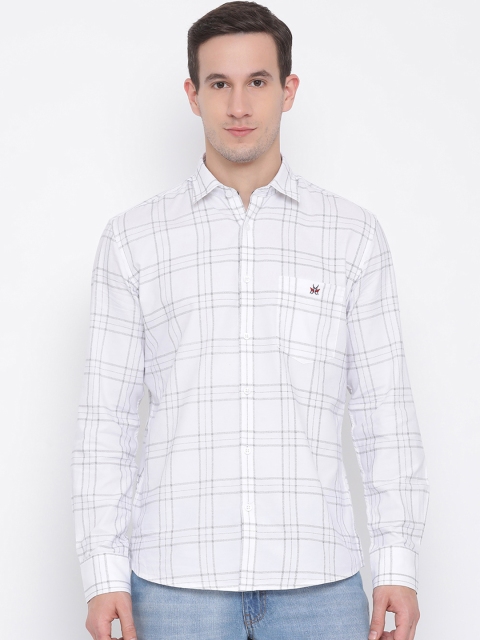 

Crimsoune Club Men White Smart Slim Fit Checked Casual Shirt