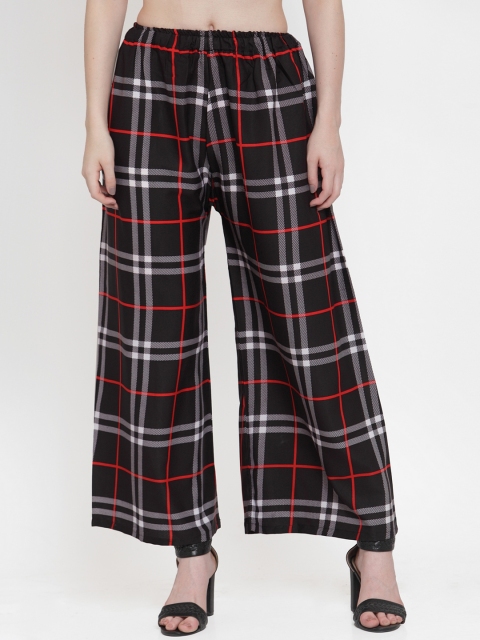 

TAG 7 Women Black & Red Printed Wide Leg Palazzos