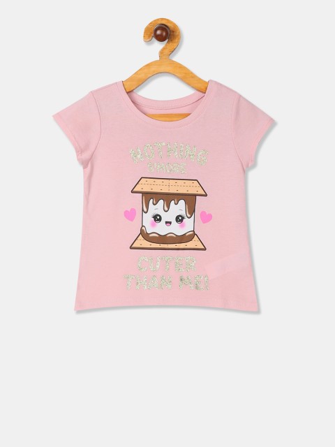 

The Childrens Place Girls Pink Printed Round Neck T-shirt