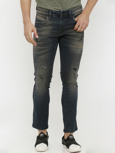

Rex Straut Jeans Men Blue Tapered Fit Mid-Rise Mildly Distressed Stretchable Jeans