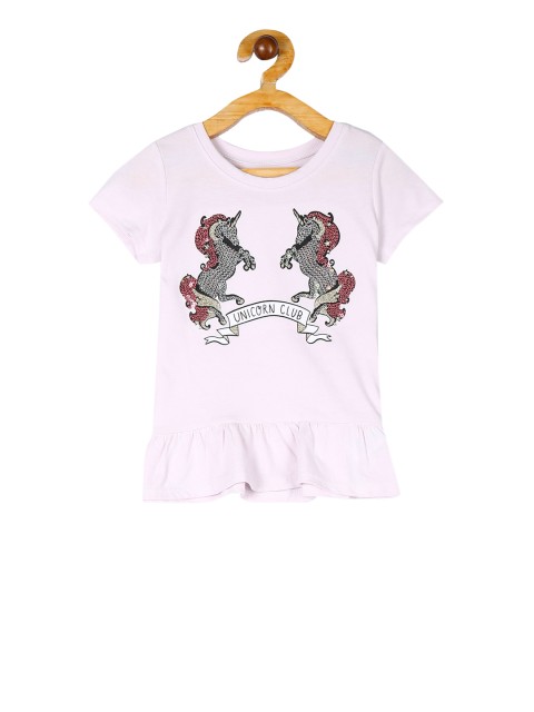 

The Childrens Place Girls White Embellished Round Neck T-shirt
