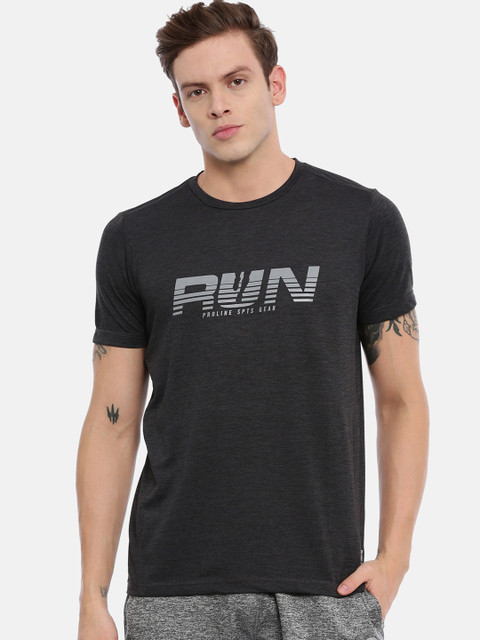 

Proline Active Men Charcoal Grey Printed Round Neck T-shirt
