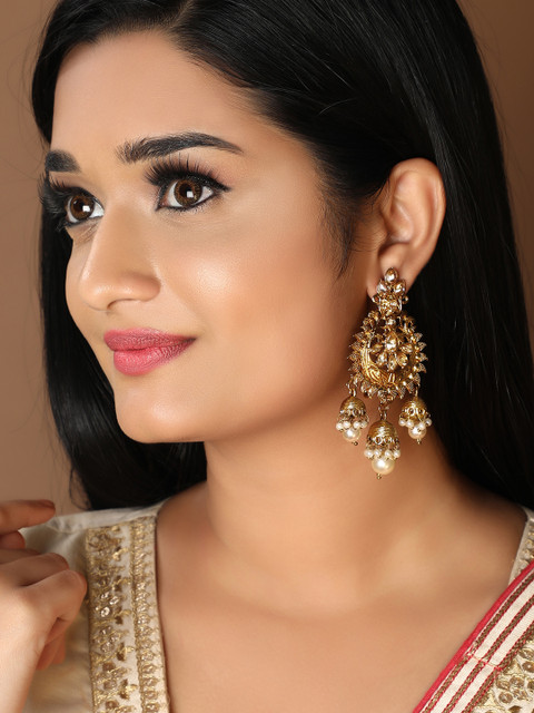

Rubans Gold-Plated Contemporary Drop Earrings