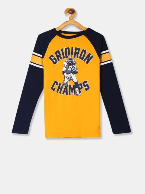 The Childrens Place Boys Yellow Printed Round Neck T-shirt