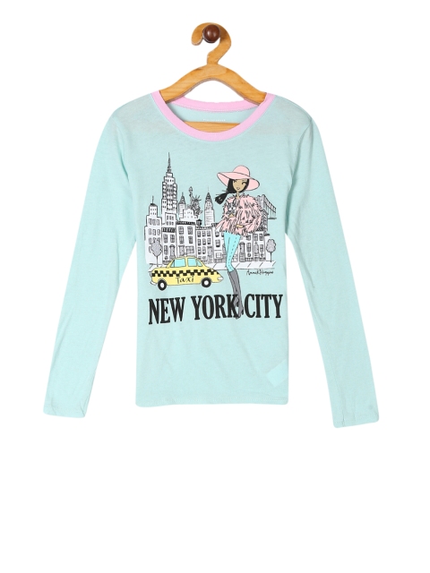 

The Childrens Place Girls Green Printed Round Neck T-shirt