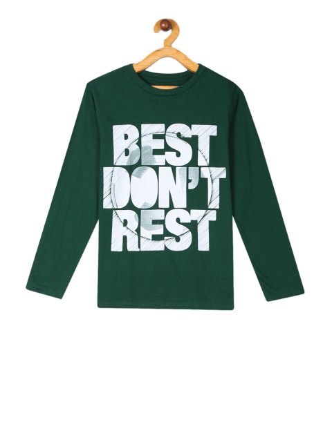 

The Childrens Place Boys Green Printed Round Neck Pure Cotton T-shirt