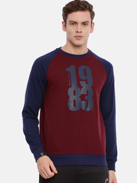

Proline Active Men Maroon & Blue Colourblocked Sweatshirt