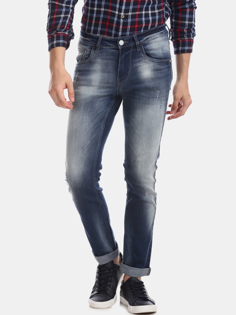 

Flying Machine Men Blue Skinny Fit Mid-Rise Low Distress Jeans