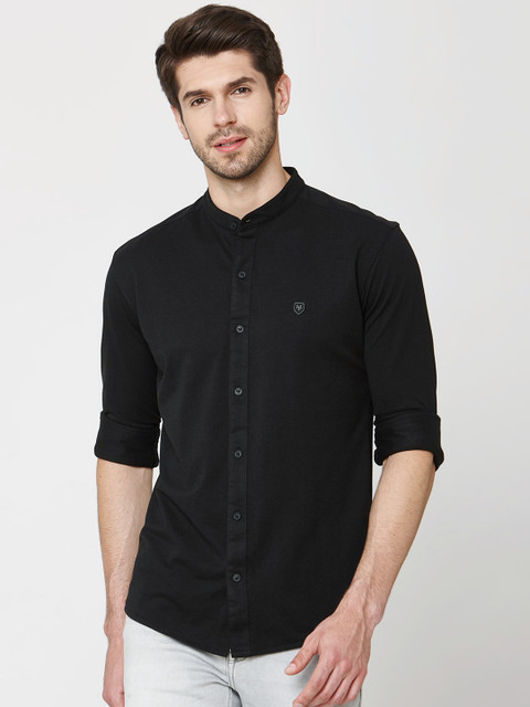 

Mufti Men Black Slim Fit Solid Casual Shirt