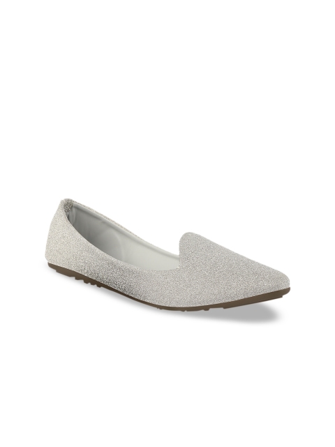 

Shoetopia Women Silver-Toned Embellished Ballerinas