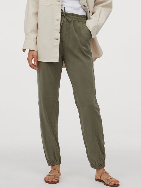 

H&M Women Olive Green Lyocell-Blend Joggers