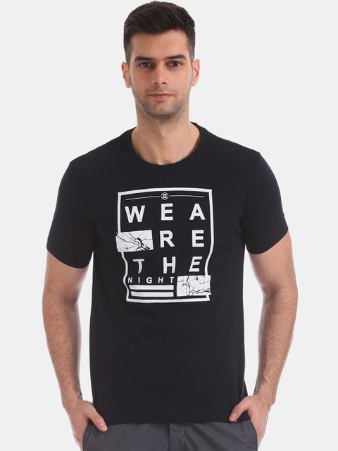 

Flying Machine Men Black Printed Round Neck T-shirt