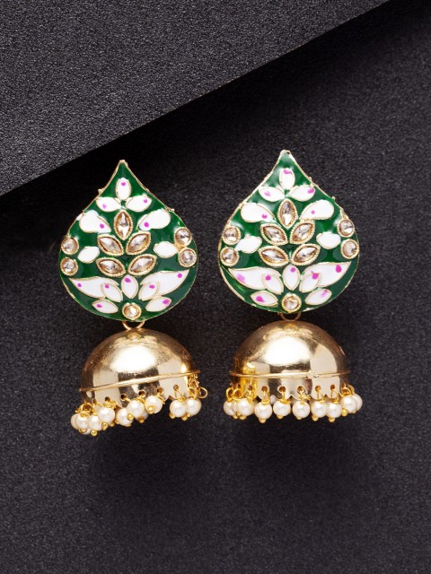 

Shining Diva Gold-Plated & Green Classic Jhumkas
