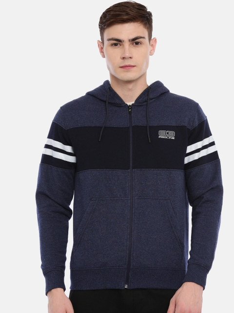 

Proline Active Men Navy Blue Colourblocked Hooded Sweatshirt