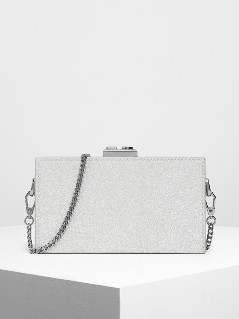 

CHARLES & KEITH Silver-Toned Solid Handheld Bag