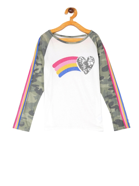 

The Childrens Place Girls White Printed Round Neck T-shirt