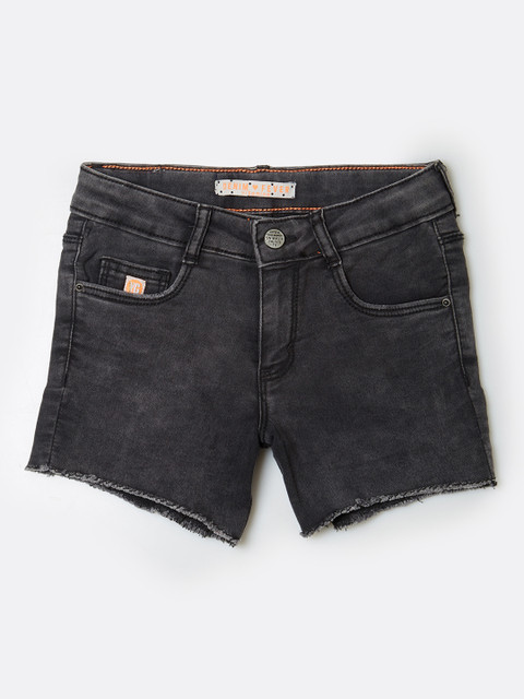 

VITAMINS Girls Black Solid Regular Fit Denim Shorts