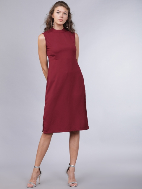 

Tokyo Talkies Women Maroon Solid Sheath Dress