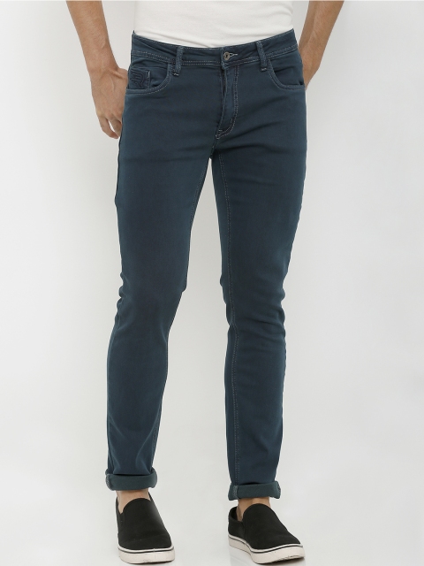 

Rex Straut Jeans Men Teal Blue Slim Fit Mid-Rise Clean Look Stretchable Jeans