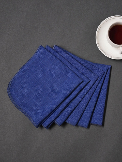 

NEUDIS Set Of 6 Blue Solid Table Napkin