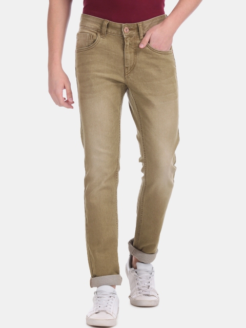 

Flying Machine Men Olive Brown Skinny Fit Low-Rise Clean Look Jeans