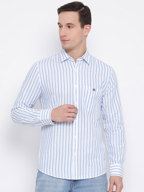 

Crimsoune Club Men Blue & White Slim Fit Striped Casual Shirt