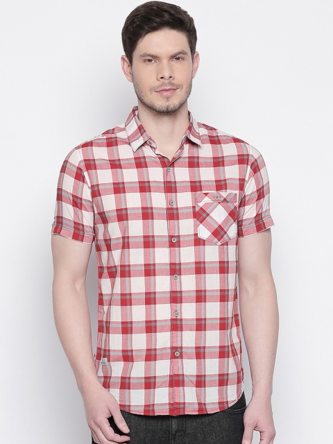 

Mufti Men White & Red Slim Fit Checked Casual Shirt