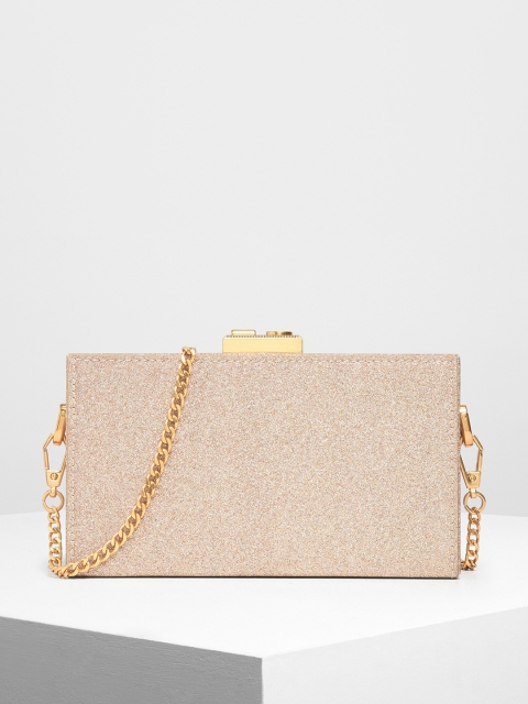 

CHARLES & KEITH Rose Gold-Toned Embellished Sling Bag