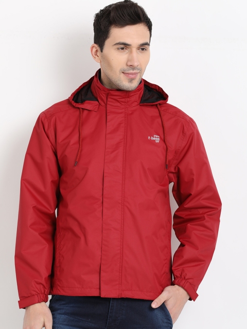 

t-base Men Red Solid Airforce Hooded Waterproof Rain Jacket