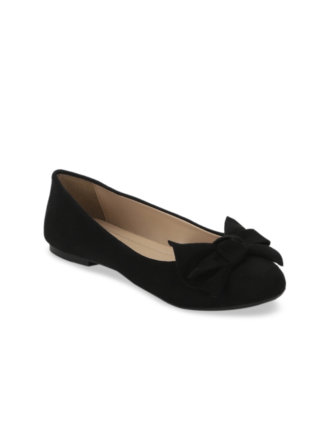 

Mode by Red Tape Women Black Solid Synthetic Suede Ballerinas