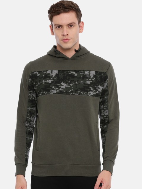 

Proline Active Men Olive Green Printed Hooded Sweatshirt