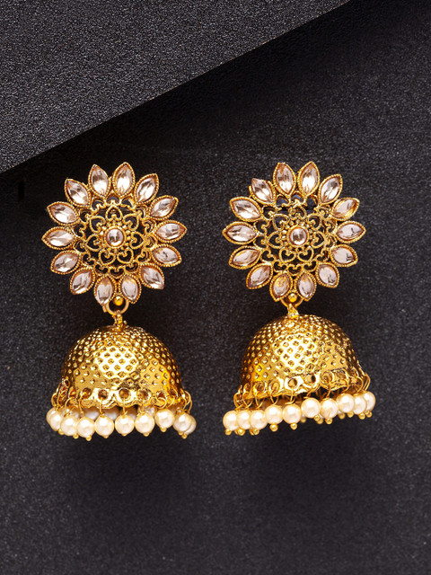

Shining Diva Gold Plated Antique Classic Jhumkas
