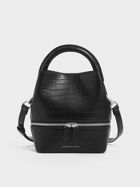 

CHARLES & KEITH Black Textured Handheld Bag