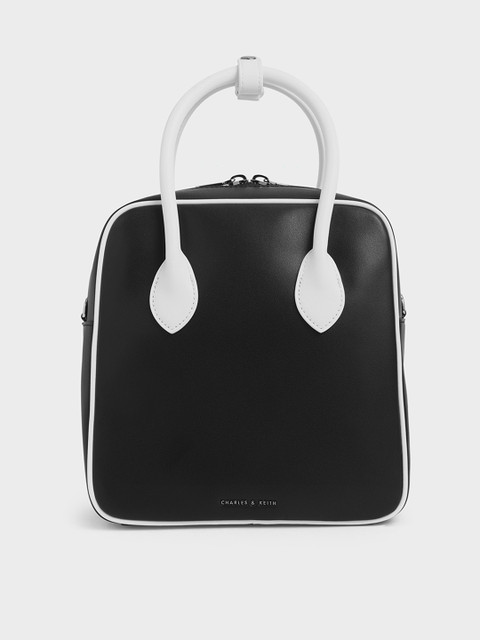 

CHARLES & KEITH Black & White Colourblocked Handheld Bag