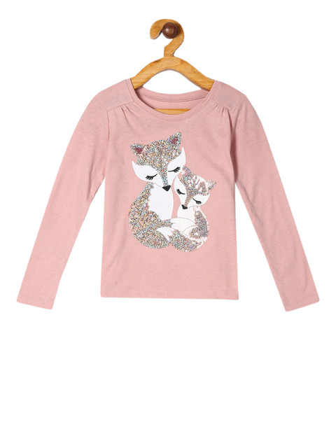 

The Childrens Place Girls Pink Embellished Round Neck T-shirt