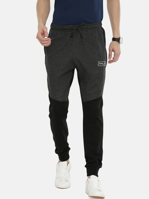 

Proline Active Men Charcoal-Grey & Black Colourblocked Slim-Fit Joggers
