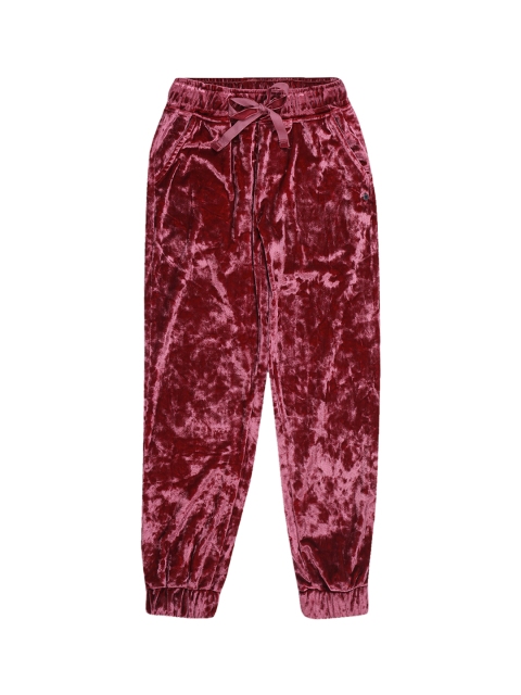 

ELLE Girls Maroon Solid Joggers