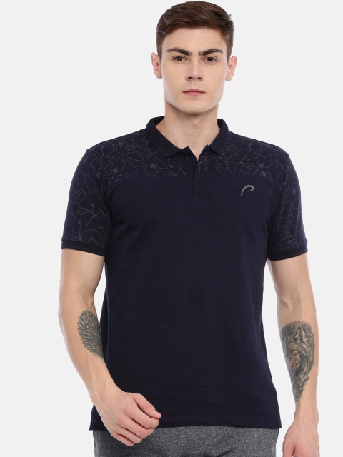 

Proline Active Men Blue Printed Polo Collar Pure Cotton T-shirt
