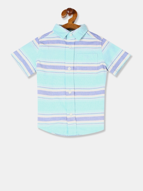

The Childrens Place Boys Blue Regular Fit Striped Casual Shirt
