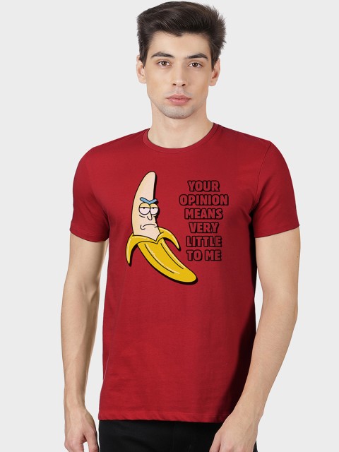 

Free Authority Men Red & Black Rick & Morty Printed Round Neck T-shirt