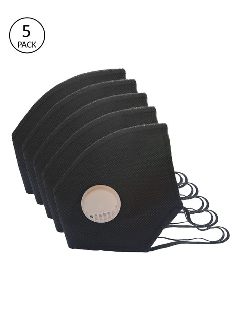 

JAINISH Unisex Black 5 Pcs 2 Ply Outdoor Protective Masks with Valve
