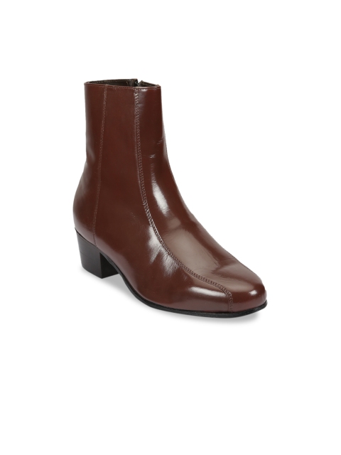 

Florsheim Men Tan Brown Solid Leather High-Top Flat Boots
