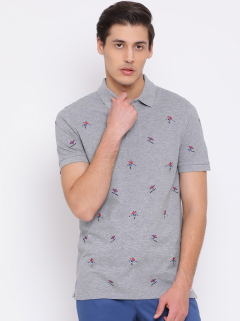 GANT Men Grey Printed Polo Collar T-shirt